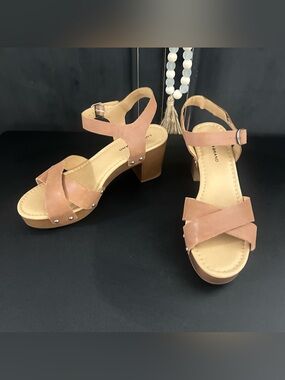 Lucky Brand Women's Cognac Platform Block Heel Sandals - NWOT